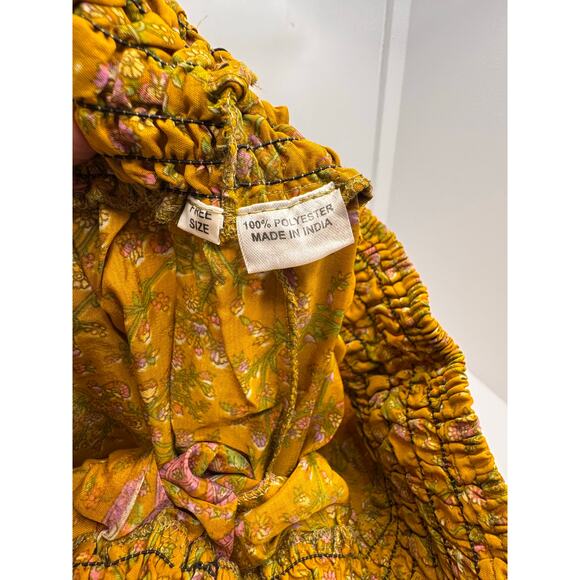 Bohemian Mustard Floral Junglee Billee Shorts with Pink & Green Accents - Picture 4 of 7